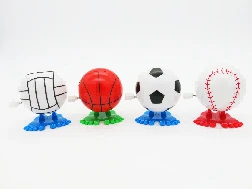 4 Assorted Wind-up Jumping Balls (Football, Basketball, Volleyball, Baseball), ABS Material