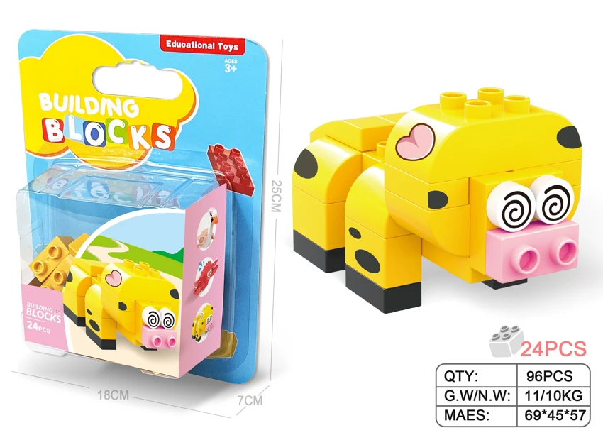 Babi berbintik-bintik serasi Lego blok granular besar (24PCS)