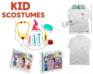 Kanak-kanak rentas sempadan rumah DIY pakaian peranan bermain bulat label doktor pakaian + 7 set (tebal) (kotak warna) putih