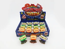 12 pcs/box, Wind-up Jumping Ghost Teeth with Grey Footprint Pattern