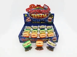 12 pcs/box, Wind-up Jumping Ghost Teeth with Grey Footprint Pattern