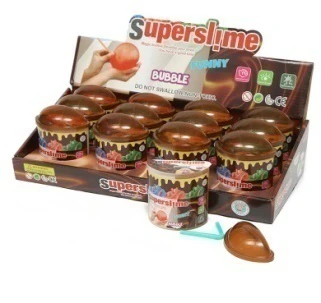 DIY Crystal Slurry Slime Chocolate 2 Warna Bubble Bubble Round Cover Dengan Sedotan