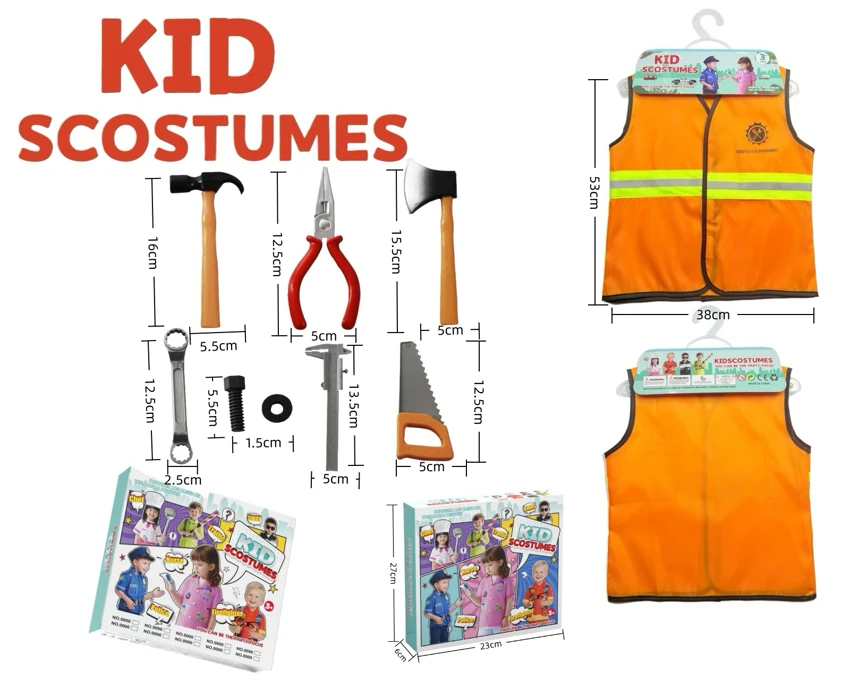 Kanak-kanak merentasi sempadan di rumah DIY<br/>Pakaian Role Playing Engineering Vest Reflektif + Set 8 Piece (Tebal) (Peti Warna)