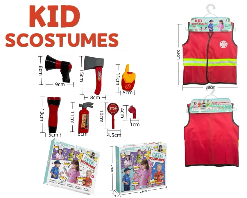 Kanak-kanak rentas sempadan rumah DIY pakaian peranan permainan api pantul reflektif + 7 set (ketal) (kotak warna)