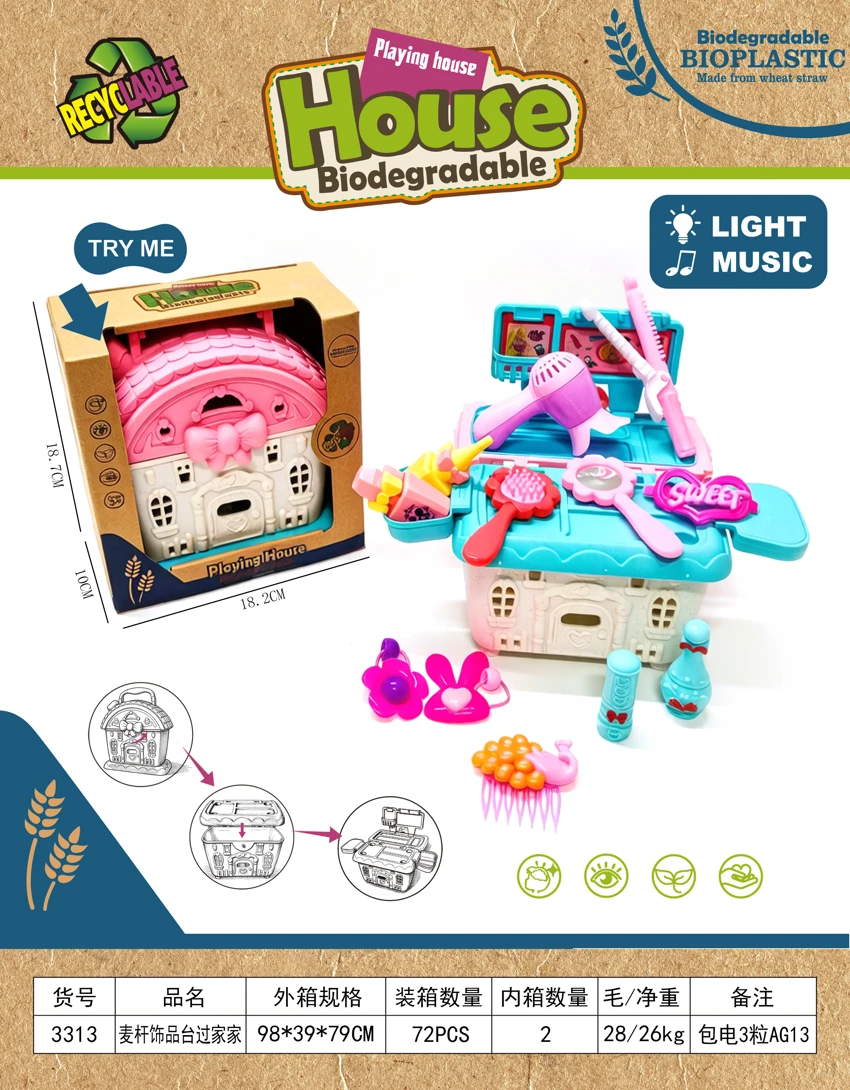 Wheat straw jewelry table pretend play set