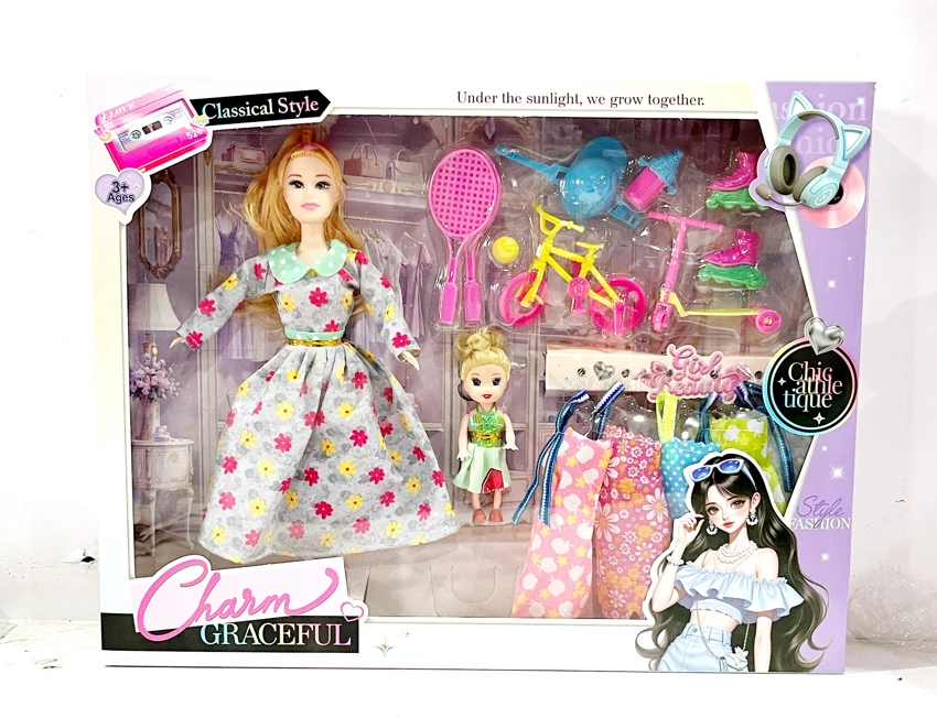 Mode baru 11 inci Barbie tubuh hidup 3 inci aksesoris tali anak-anak pakaian multi-warna