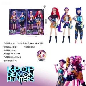 K-POP Witch Hunt Live-action 11.5 inci 12 sendi tubuh padat dengan lampu warna-warni tema lagu Rui Rumi dengan gitar 2 orang paket