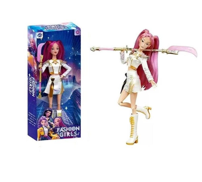 K-POP Demon Hunter Girl Group Animated Version 11.5-inch 12-Joint Solid Body Rumi Performance Barbie with Weapon