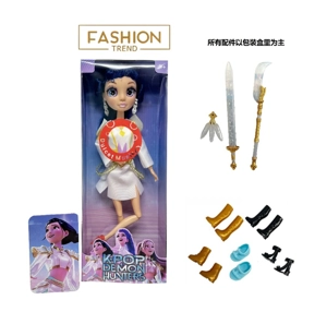 K-POP Rainbow Demon Hunting Series 1:1 with Colorful Lighting Music 12-inch 12-joint Solid Body Real Glass Eyes Surprise Demon Hunting Girl Group Doll with Earrings, a Demon Hunting Triple Cross,&nbsp;and&nbsp;a Golden Mink Card