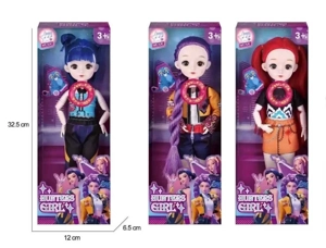 Siri Pemburu Iblis K-POP 12 inci 12 sendi badan padat dengan lampu berwarna-warni lagu tema mata kaca sebenar kejutan boneka kumpulan pemburu iblis dengan lampu berwarna-warni lagu tema 3 campuran
