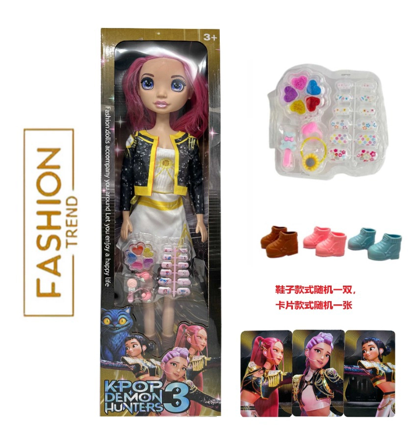 K-POP Rainbow Witch Hunters versi live action 22 inci botol meniup tubuh dengan lagu tema musik Barbie dengan set 5 potong kosmetik live action dengan minyak dengan kartu emas mink.