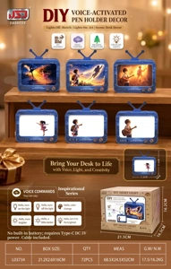 DIY Wooden Assembly Retro TV Night Light Ornament - Inspirational Series
