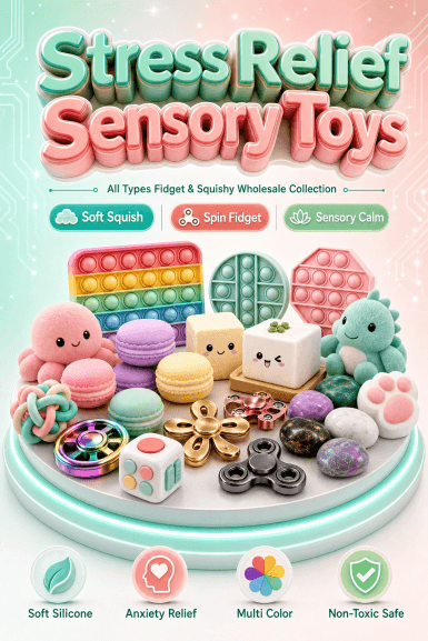 Stress Relife Sensory Toys Collection - Soft Squish Collection, Spinning Fidget Series & Tactile Sensory Gadgets