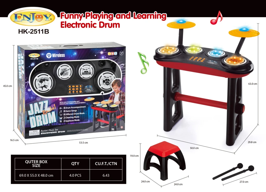 Silicone Musical Instrument Drum + Stand
