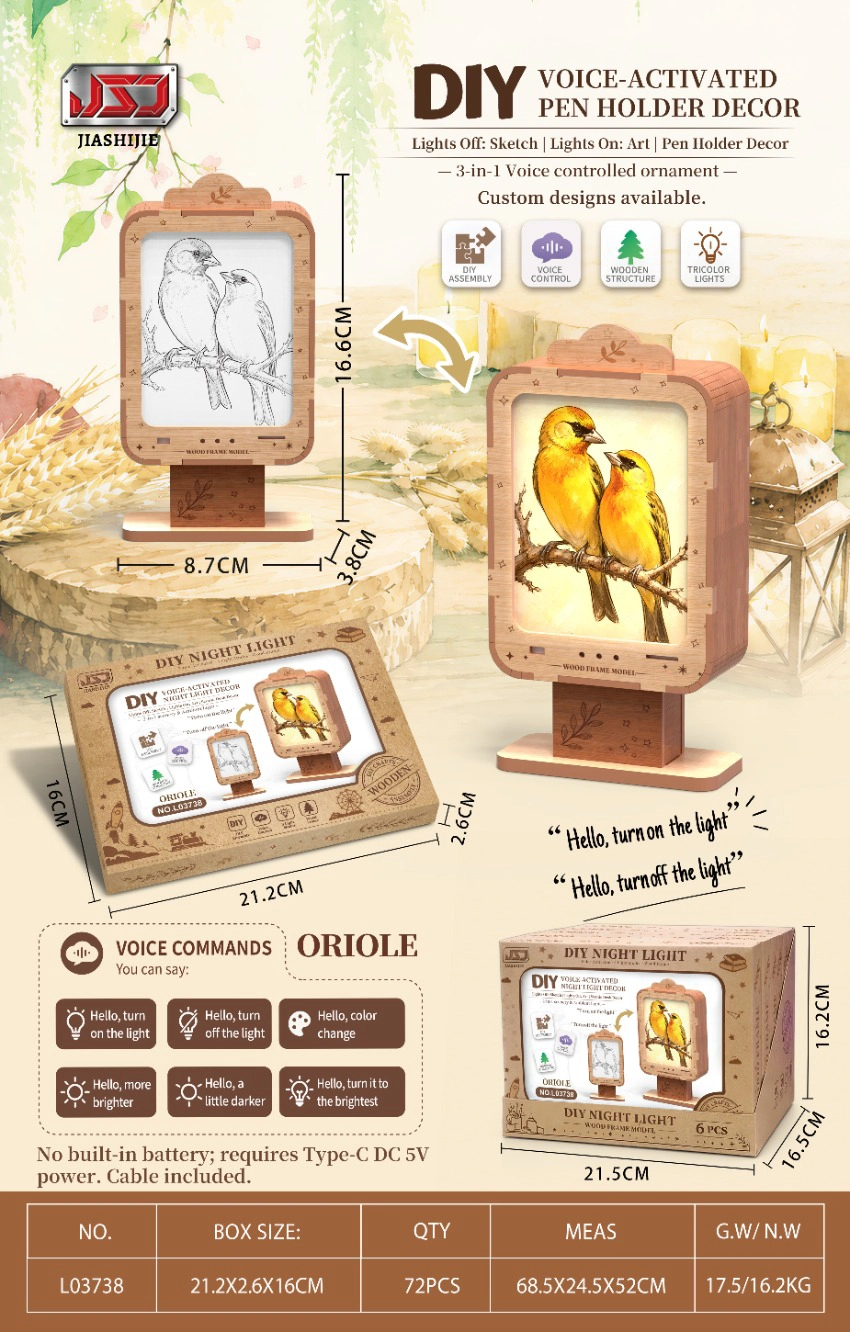 DIY Wooden Assembled Retro TV Sound-Activated Night Light Ornament - Oriole DIY Wooden Assembled Billboard Sound-Activated Night Light Ornament - Oriole