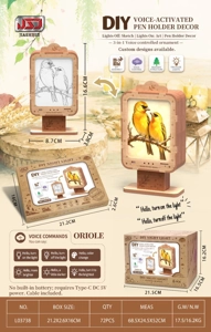DIY Wooden Assembled Retro TV Sound-Activated Night Light Ornament - Oriole DIY Wooden Assembled Billboard Sound-Activated Night Light Ornament - Oriole