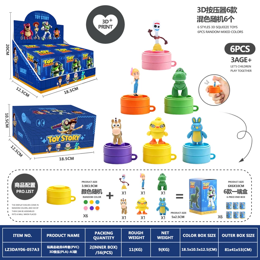 Toy Story 6-Piece Set (PVC) 3D Printed Press (PLA) - A3 Style
