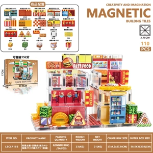 Street Theme - Hamburger Shop [Magnetic Tiles] - Scene 27 (87 Magnetic Tiles + 1 Color Box)