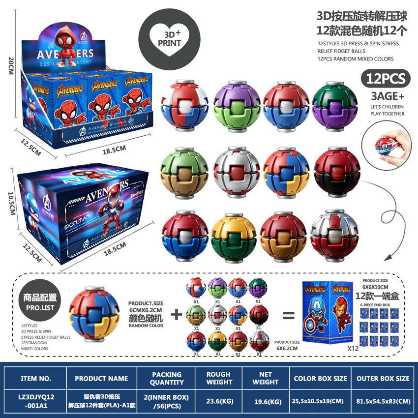 Avengers 3D Squeeze Stress Ball 12-Pack (PLA) - A1