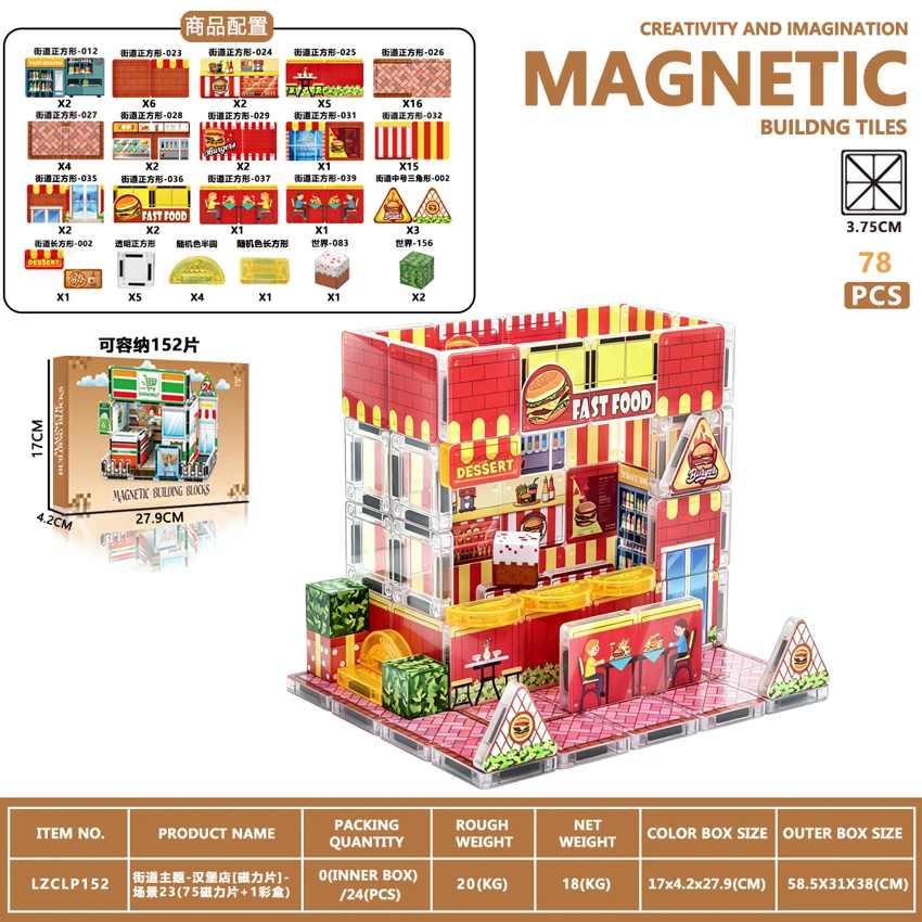 Tema jalanan - Burger Shop [Magnetic Sheet] - Scene 23 (75 Magnetic Sheet + 1 Color Box)