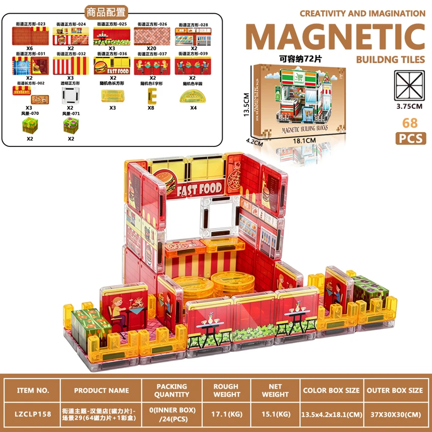 Tema jalanan - Burger Shop [Magnetic Sheet] - Scene 29 (64 Magnetic Sheet + 1 Color Box)
