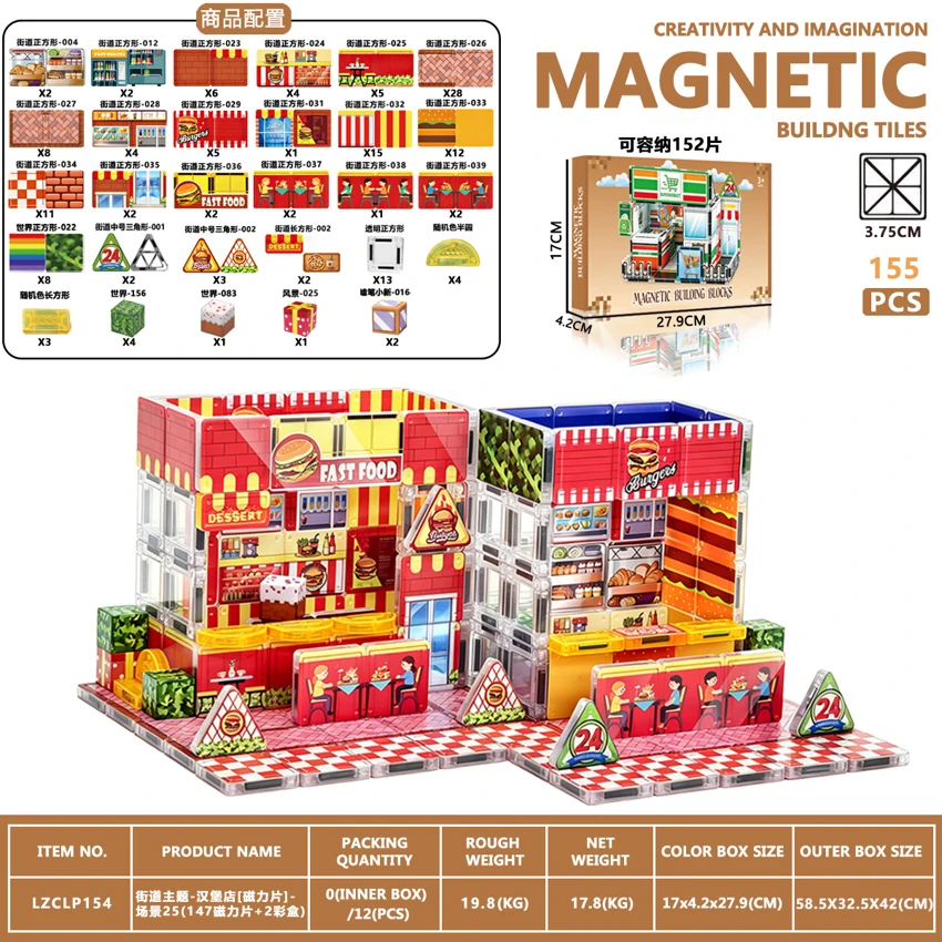Tema jalanan - Burger Shop [Magnetic Sheet] - Scene 25 (147 Magnetic Sheet + 2 Color Box)