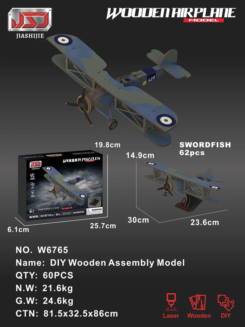 DIY Wooden Assembly - SF Fighter (Colored)