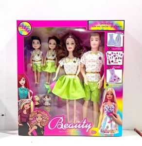 11.5 Inch Barbie 4 orang keluarga (wanita 11 sendi laki-laki boneka kecil 5 inci tubuh padat) dengan aksesori