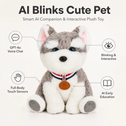 Nora Electric Plush AI Blinking Sitting Schnauzer Dog