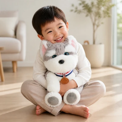 Nora Electric Plush AI Blinking Sitting Schnauzer Dog