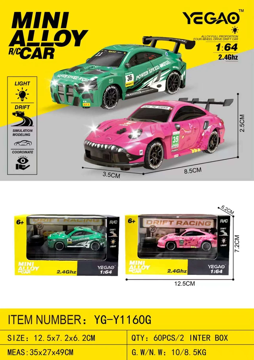 1:64 Porsche 911 GT3 RS Pink Dinosaur / BMW M4 One-Eyed Angel (Mini RC)