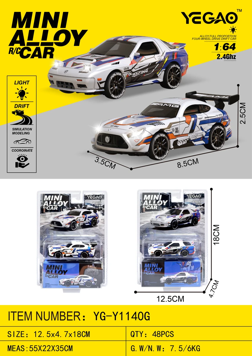1:64 Mazda RX7 + Mercedes AMG GT3 Mecha Paint (Mini Remote Control)