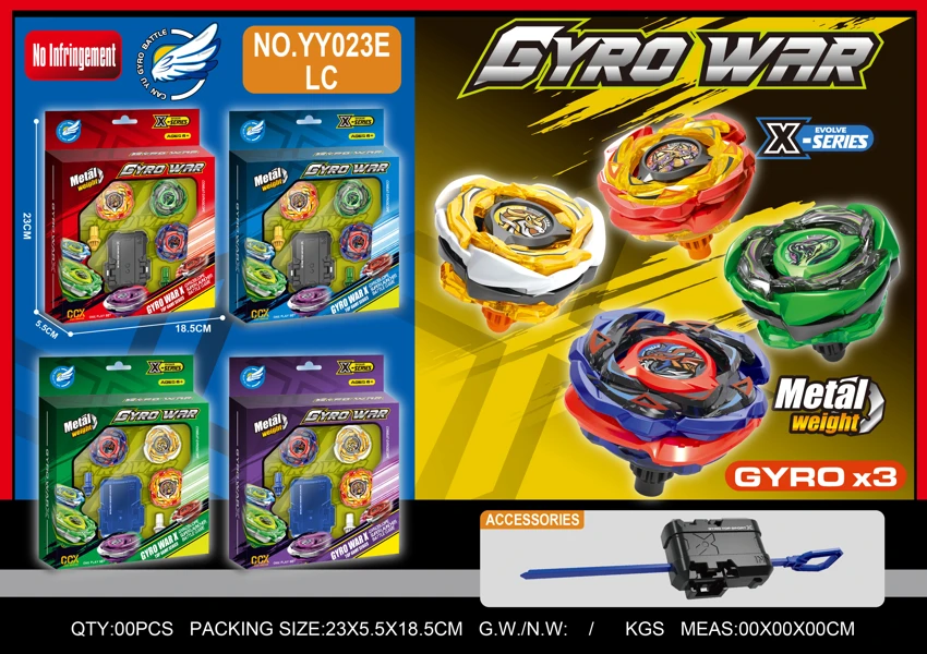 Alloy Gyro Set Three Gyros + Large Launcher