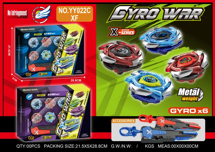 Alloy Gyro Set Six Gyros + XF Handle Launcher