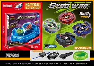 Alloy Dual Spinning Top Large Launcher + Pull String Launcher + Handle + Spinning Top Arena